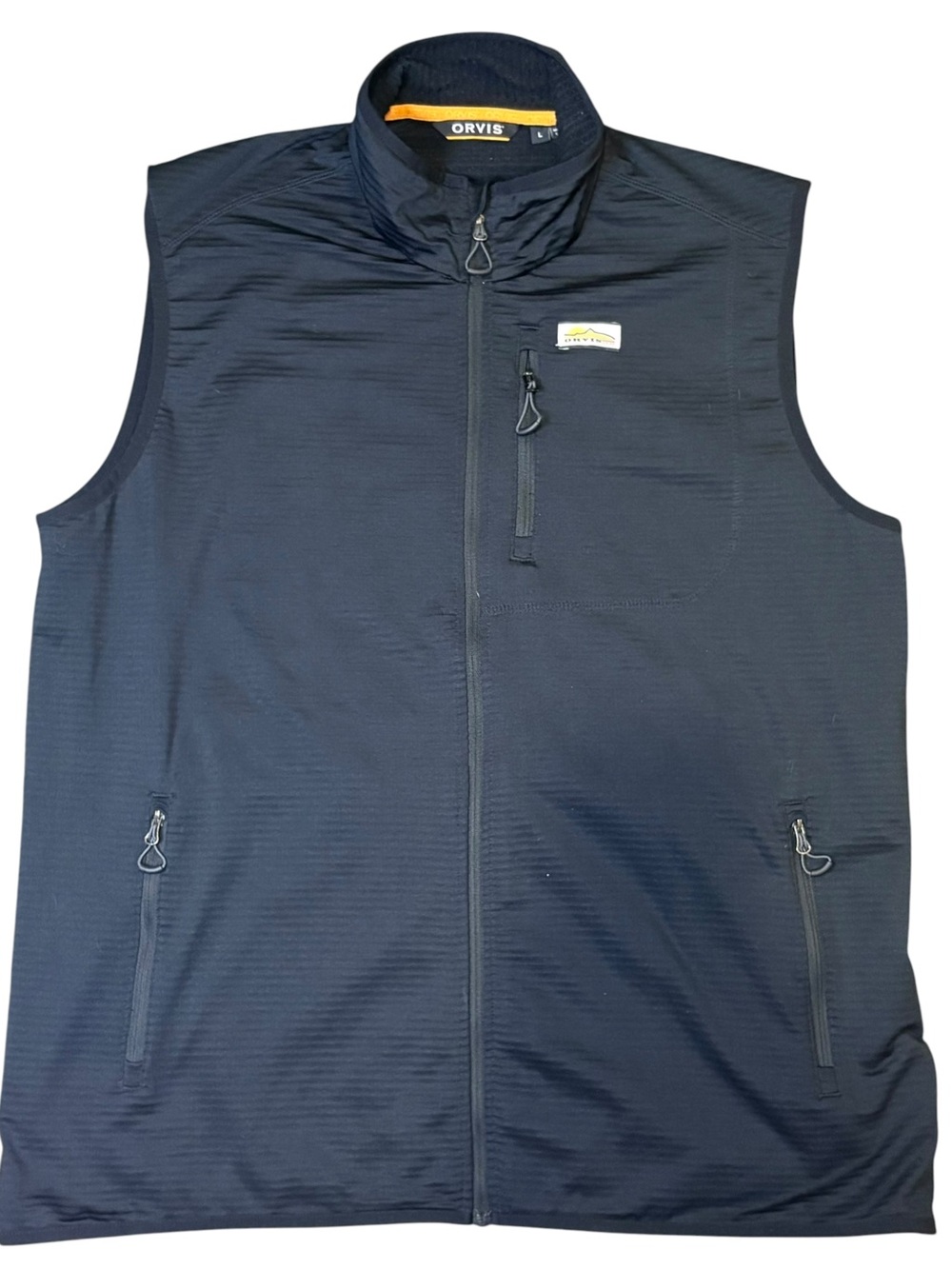 Orvis Black Full Zip Grid Fleece Vest Men’s Large